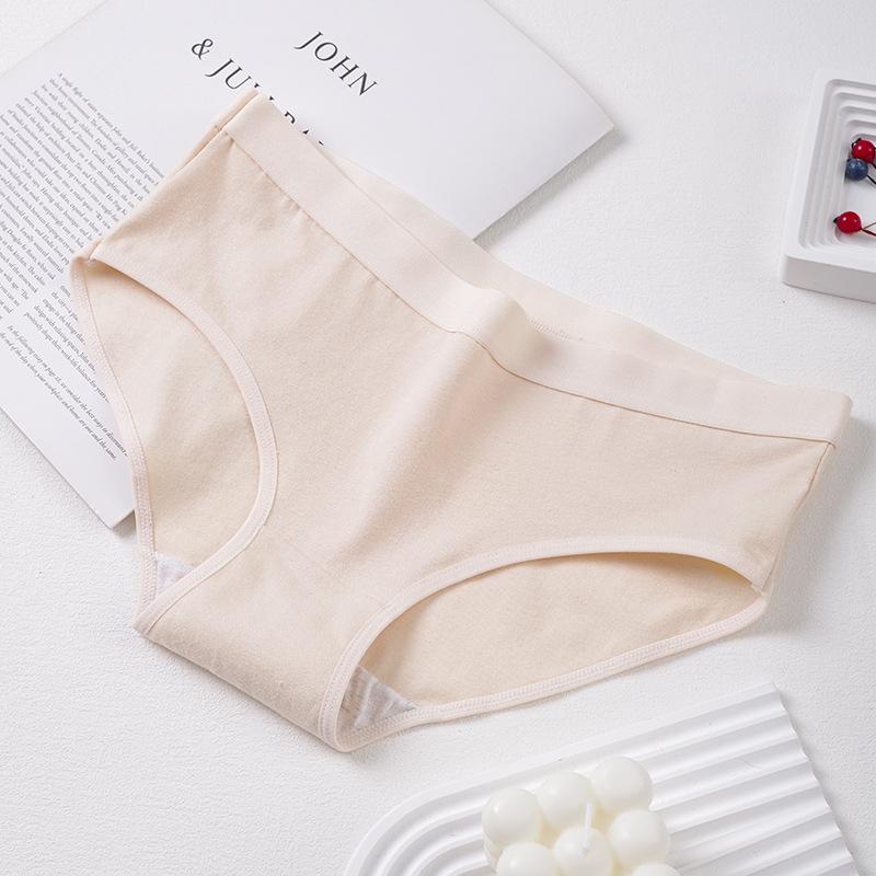 Women's Pure Cotton Underwear Mid Waist Briefs Breathable Hip Hugging Triangle Panties