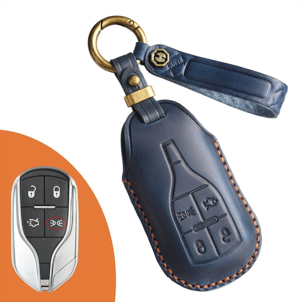 For Maserati High-grade Leather Car Key Cover Levante Quattroporte Ghibli Specialized