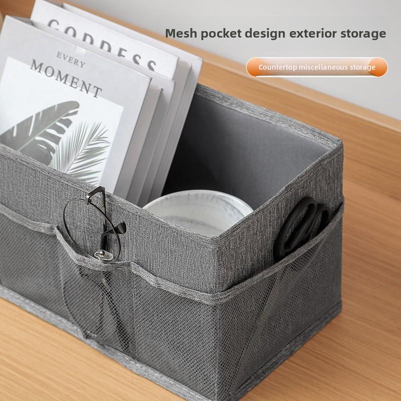 Foldable Fabric Desktop Storage Box with Compartments Cosmetic, Jewelry Sundries Organizer