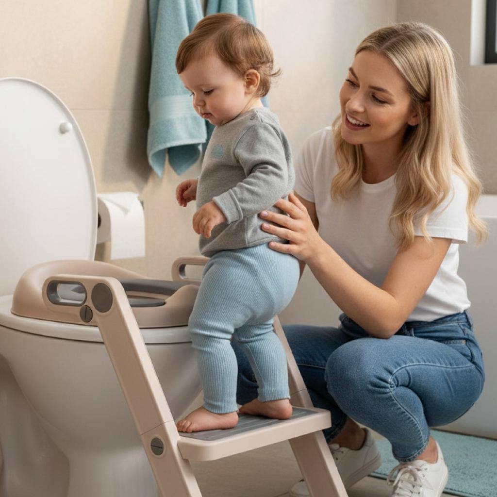 Sun Baby Kids White & Gray Toilet Ladder Seat