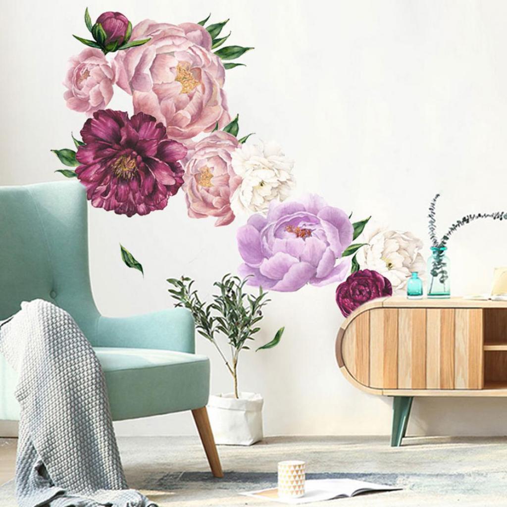 Buy Removable Peony Flower Wall Sticker Living Room Wallpaper