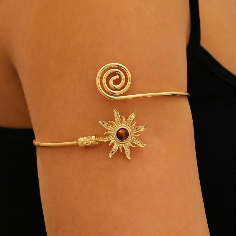 2025 Trendiger Legierung Türkis Armreif Statement Zirkon Boho Ethno für Frauen Sommerurlaub Resort-Stil Geschenk Heiße Accessoires