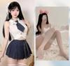 Sexy Underwear Sexy Female Student Wear College Style Pleated Skirt Temptation Waist Ultra Short Uniform Set