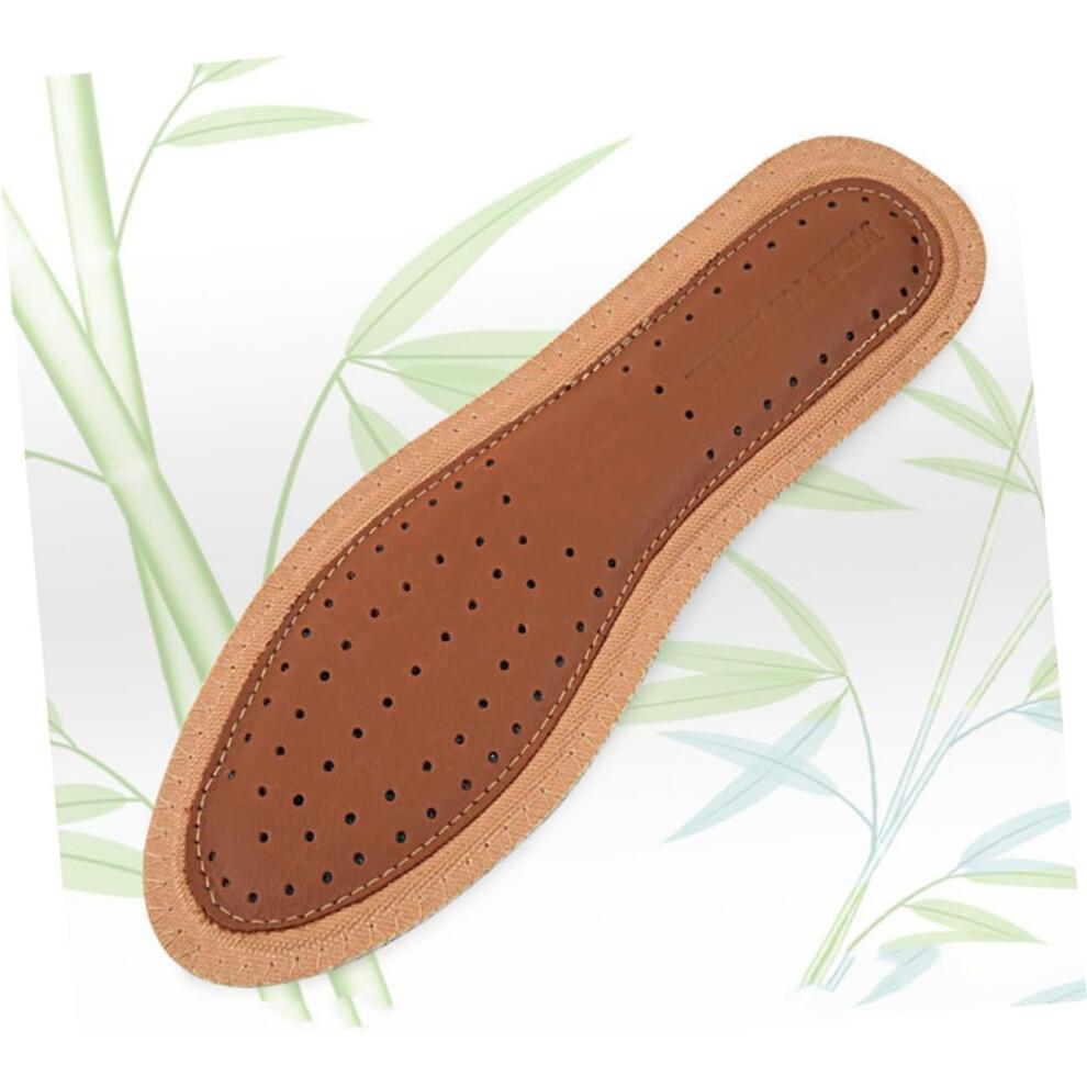 2pairs Bamboo Charcoal Insoles Leather for Shoes Sweat Absorption Damping Shoe Pads Comfort Insoles