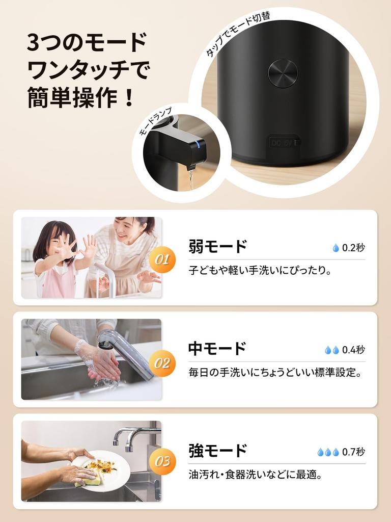 SUNLY Automatic Soap Dispenser, Compatible with Liquid Detergent and Dishwashing Detergent, 3-Level Dispensing, High-Sensitivity Sensor, Quiet Design,