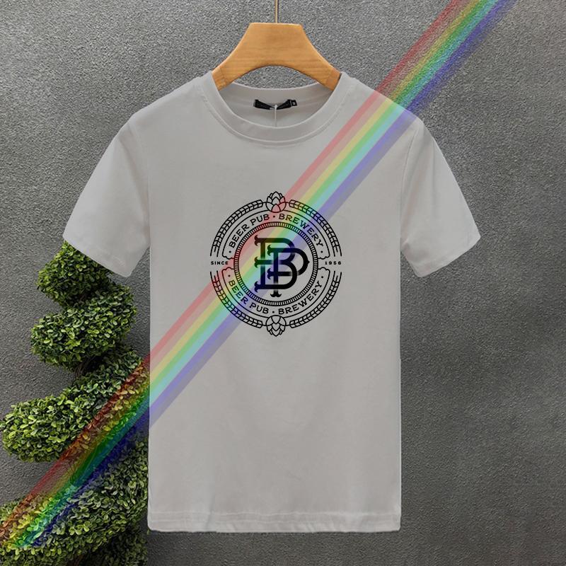 2025 New Men's 100% Pure Cotton Summer Loose Fitting Oversized Paris Print Casual Slim Fit Round Neck Short Sleeved T-shirt Top