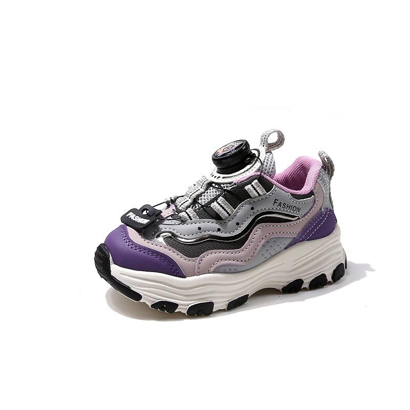 

Boys sports shoes 2025 new spring and autumn rotating button children s dad shoes girls soft-soled breathable casual shoes tide 27-32 yards, 6 pairs in one hand фиолетовый