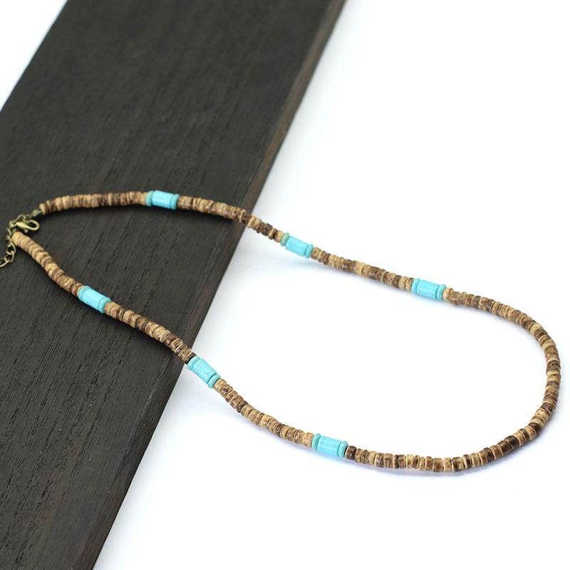 New In Men Natural Wood Necklace 19 Inch Short Collar De Hombre Vintage Irregular Stone Colar Neck Accessories Choker Collier
