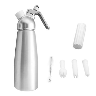 Aluminiowy dozownik do bitej śmietany w zestawie z trzema dyszami Kuchenny 1000 ml