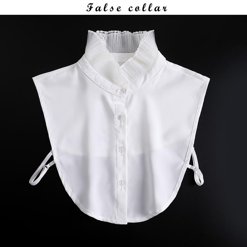 Elegant White Layered Doll Collar Half Shirt Blouse Detachable False Collar Ruffled High Neck Sweater Decorative Collar