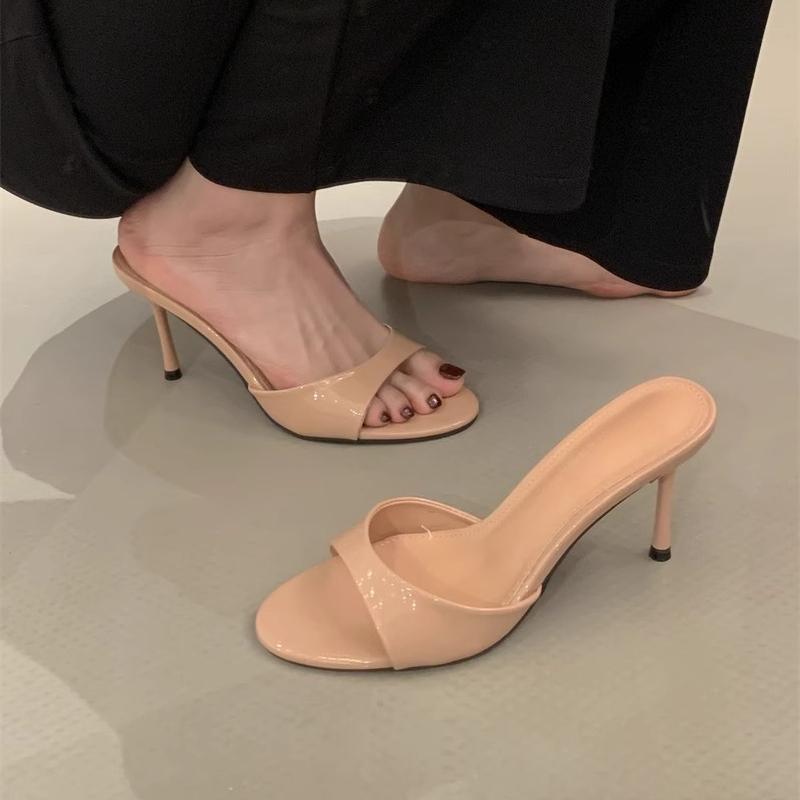 Fashion 2025 New  Thin High Heels  Women's Slipper Round Toe Ladies Pumps Straight Strap Female Slides Footwear Sexy Casual Shoes