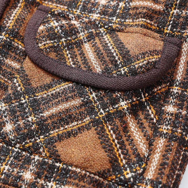 Women's Retro Plaid Lapel Coat