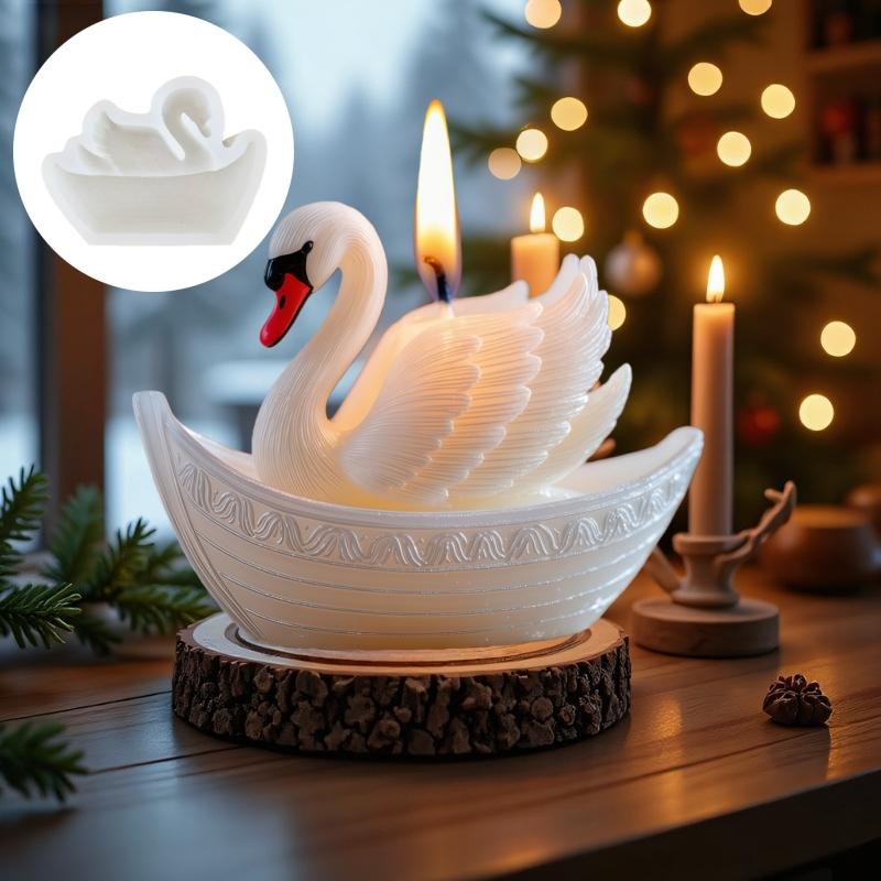 boat white swan candle silicone mold beautiful white swan resin mold on board white swan cement gypsum mould crafts molds