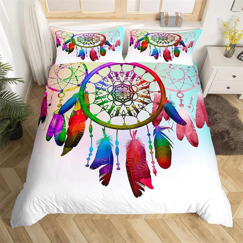 

Comforter Dreamcatcher Colorful Feathers Bedding Set Ethnic Tribe Twin King Comforter Microfiber Bohemian Bedclothes Comforter (quilt)-EU Single(135*200cm)3pcs