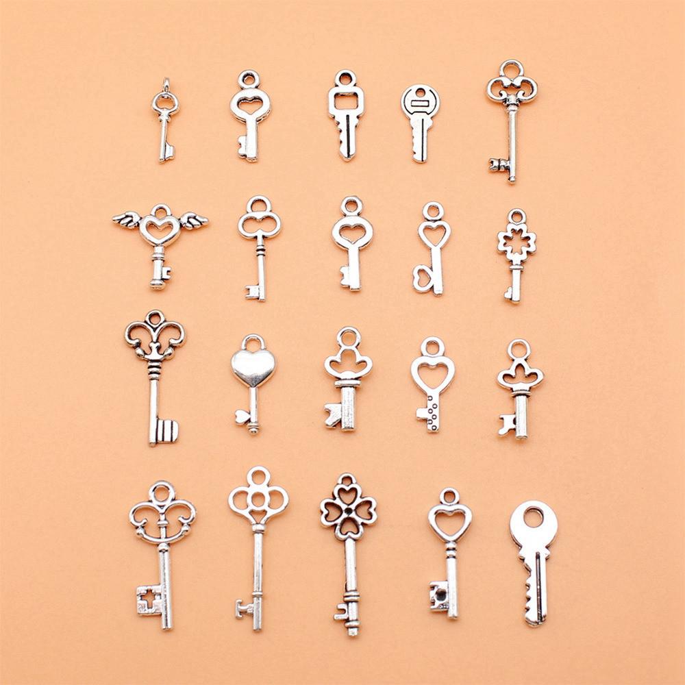1 Set Mix Key Lock Charms Alloy Tools Pendants For Work Themed Jewelry Making