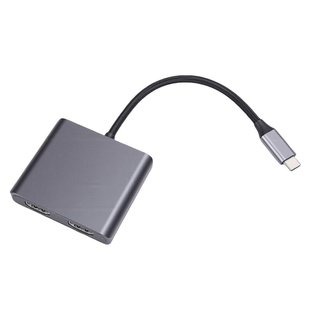 USB C to 2 HD Multimedia Adapter Support 4K 60Hz Extended and Mirrored Display Type C to HD Interface Splitter for Laptop