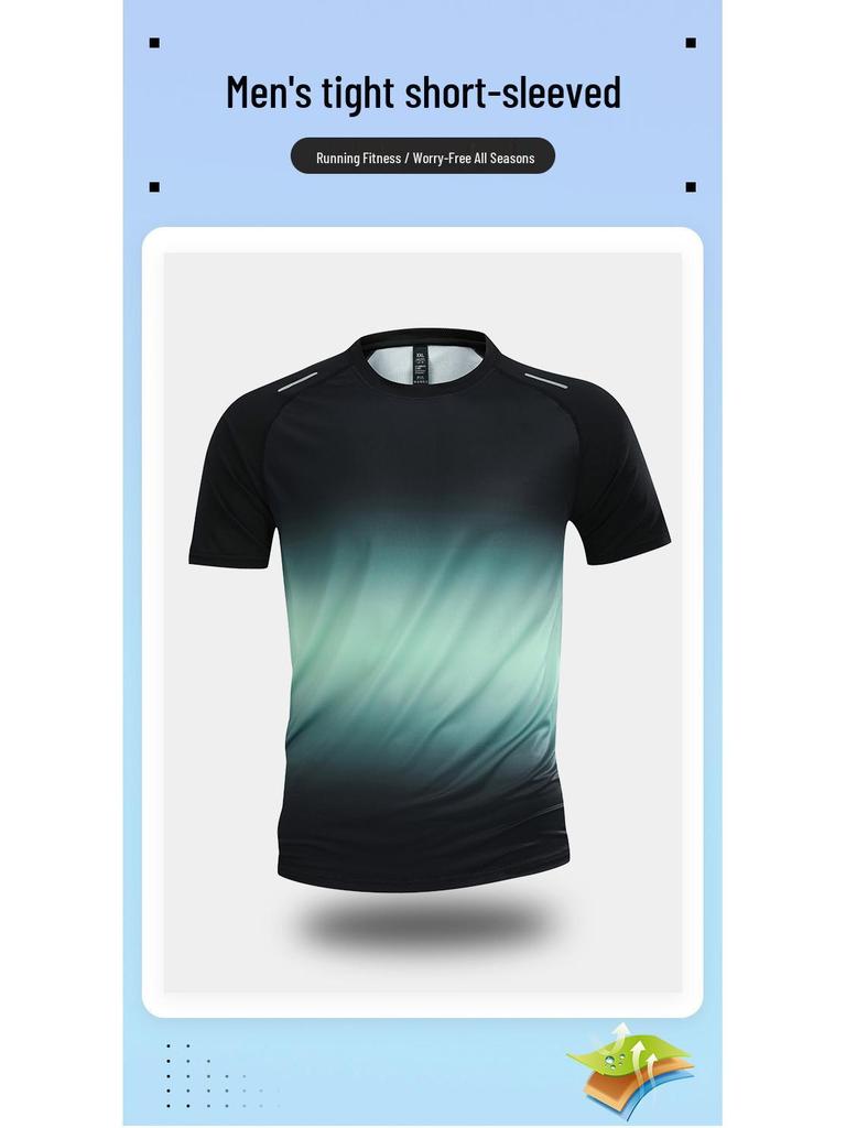 Men's Quick-Dry Tight-Fit Ice Silk Sports T-Shirt for Summer Running, Fitness, Basketball, and Cycling