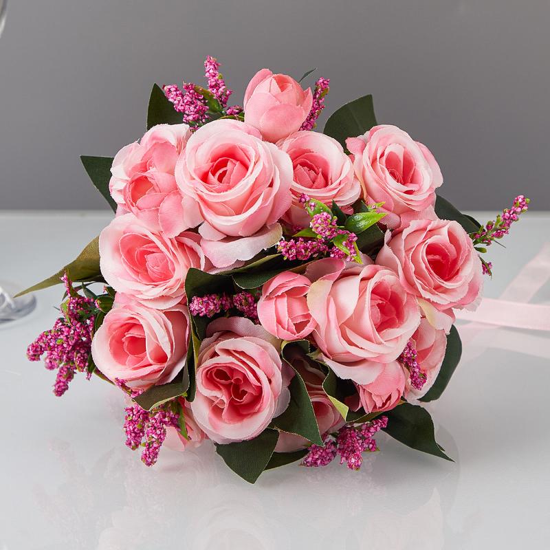 Bridal Bridesmaid Wedding Bouquet White Silk Flowers Roses Wedding Accessories Mariage Bouquet Artificial Flower