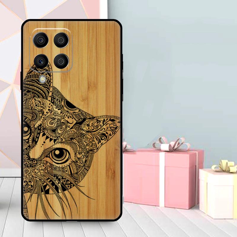 Natural Bamboo Wood Animal Print Case For Samsung Galaxy M16 M31 M21 M13 M33 M53 M15 M35 M55 M36 M56 M12 M32 M52 M14 M34 M54
