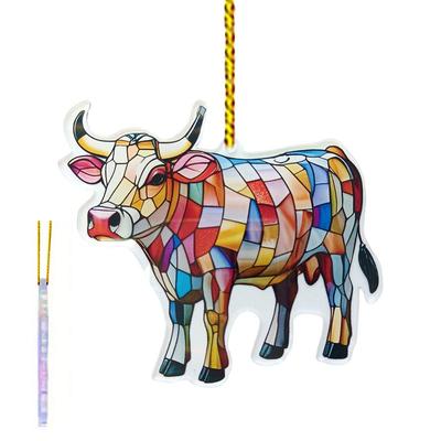 1PC Cow Suncatchers Pendant Colorful Frog Acrylic Wall Art Hanging Decor Pendant Festival Window Yard Garden Room Decoration