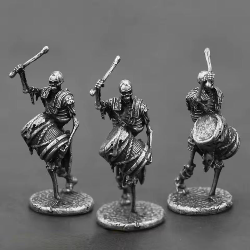 Ancient Medieval Legion Swordman Undead Skeleton Warrior Action Figures Metal Copper Model Armor Figurine Miniature Ornament Toy
