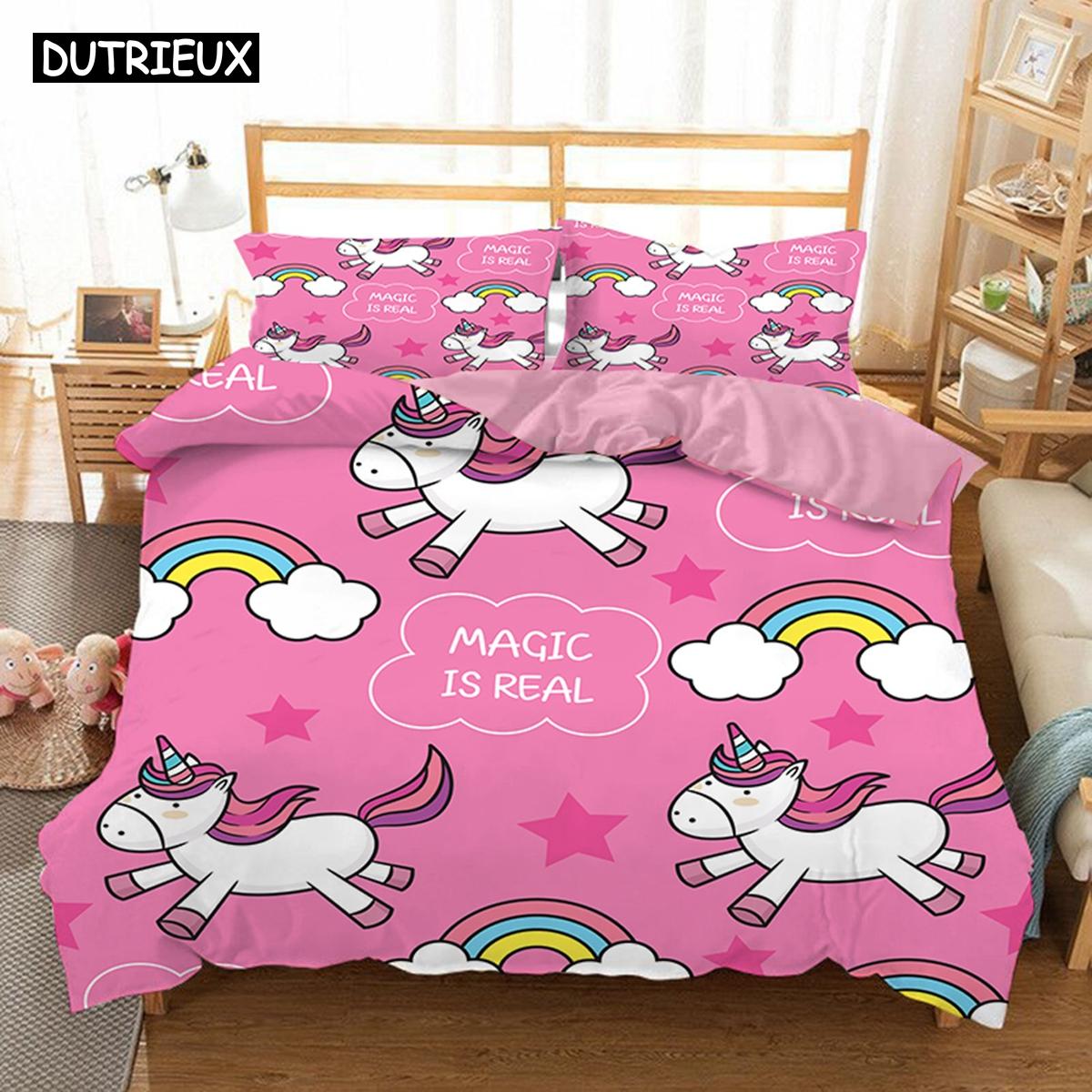 

Comfortable Cartoon Pattern Duvet Cover Set With Duvet Cover And Pillowcases King Queen Twin Sizes For Boys Girls And Kids EU single(135x200cm)