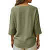 Women's Fashionable Loose-Fit -Color Cotton-Linen V-Neck Casual Blouse