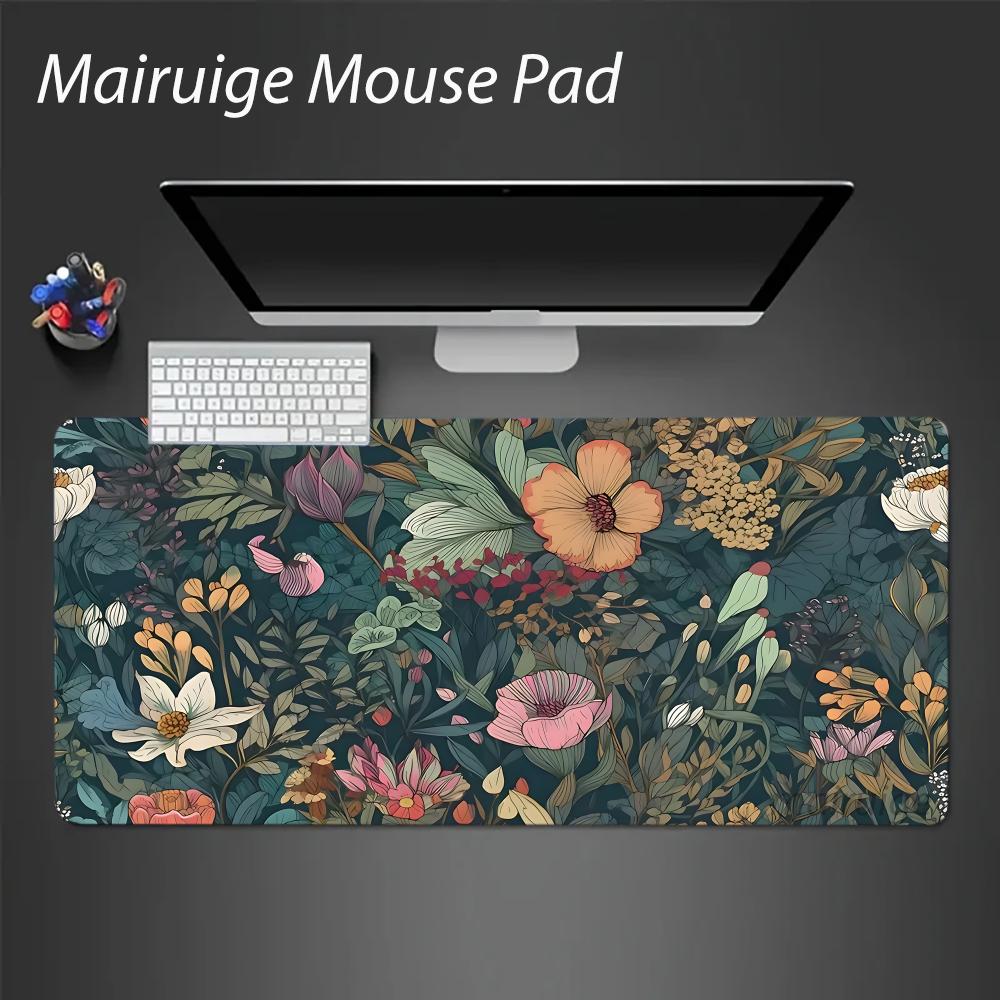 Green Leaves Floral Mouse Pad Large Computer Office Game Table Mat XXL Rubber Anti-slip Gaming Keyboard Mousepad Long Desk Pads