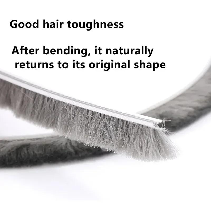 1M Silicone Door Bottom Seal Strip With Brush Weatherstrip Under Door Draft Stopper Anti-Cold Soundproof Windproof Gap Blocker