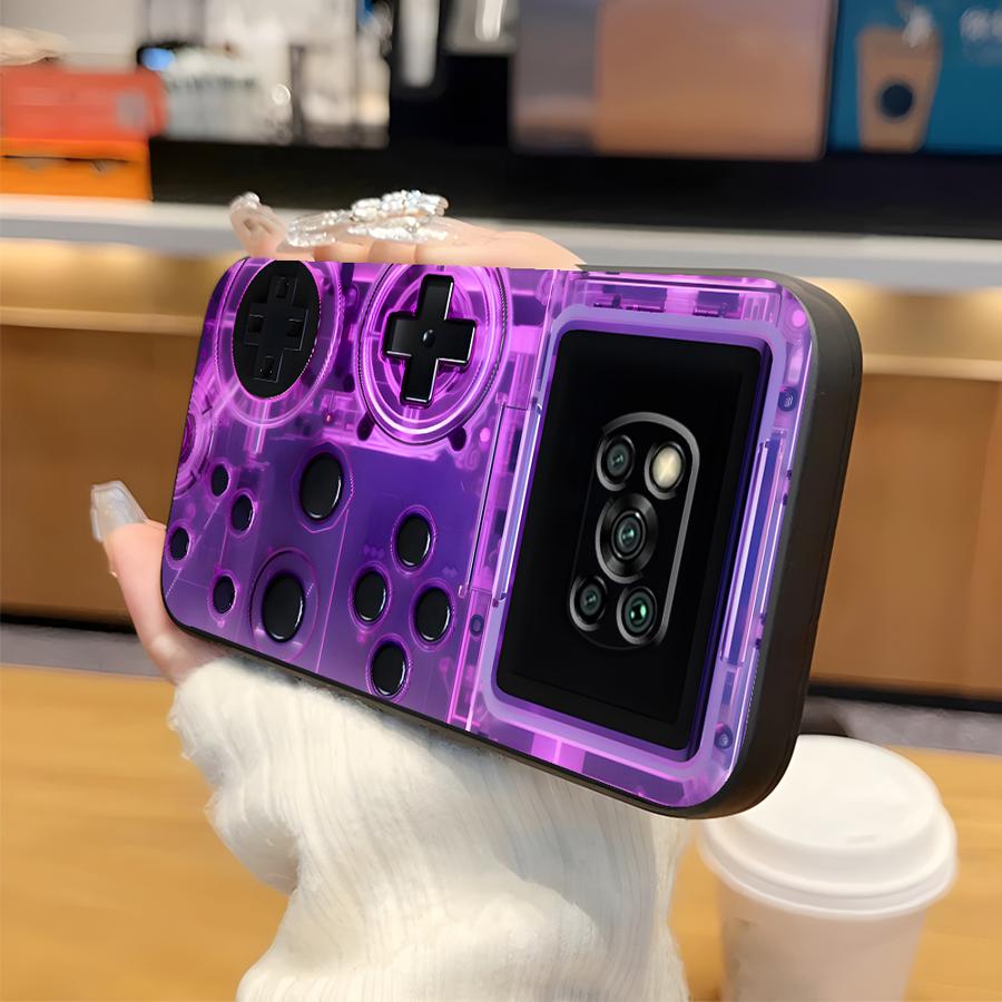 Capa para Xiaomi Poco M5 M3 M4 M7 Pro C71 C50 F1 C75 F3 C61 C40 X3 X4 X5 X7 Pro Preta Capa de Telefone Macia Console de Jogo Retrô
