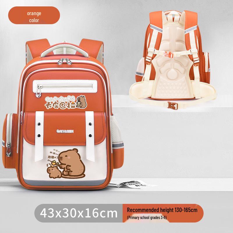 Capybara Oxford Spine-Support Backpack for Grades 1-6: Boys & Girls School Bag