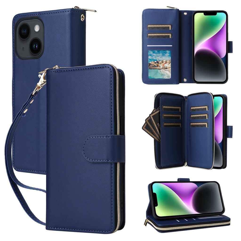 R20 Für iPhone 14/13 Hülle Reißverschlusstasche Leder Handyhülle Ständer Ansicht