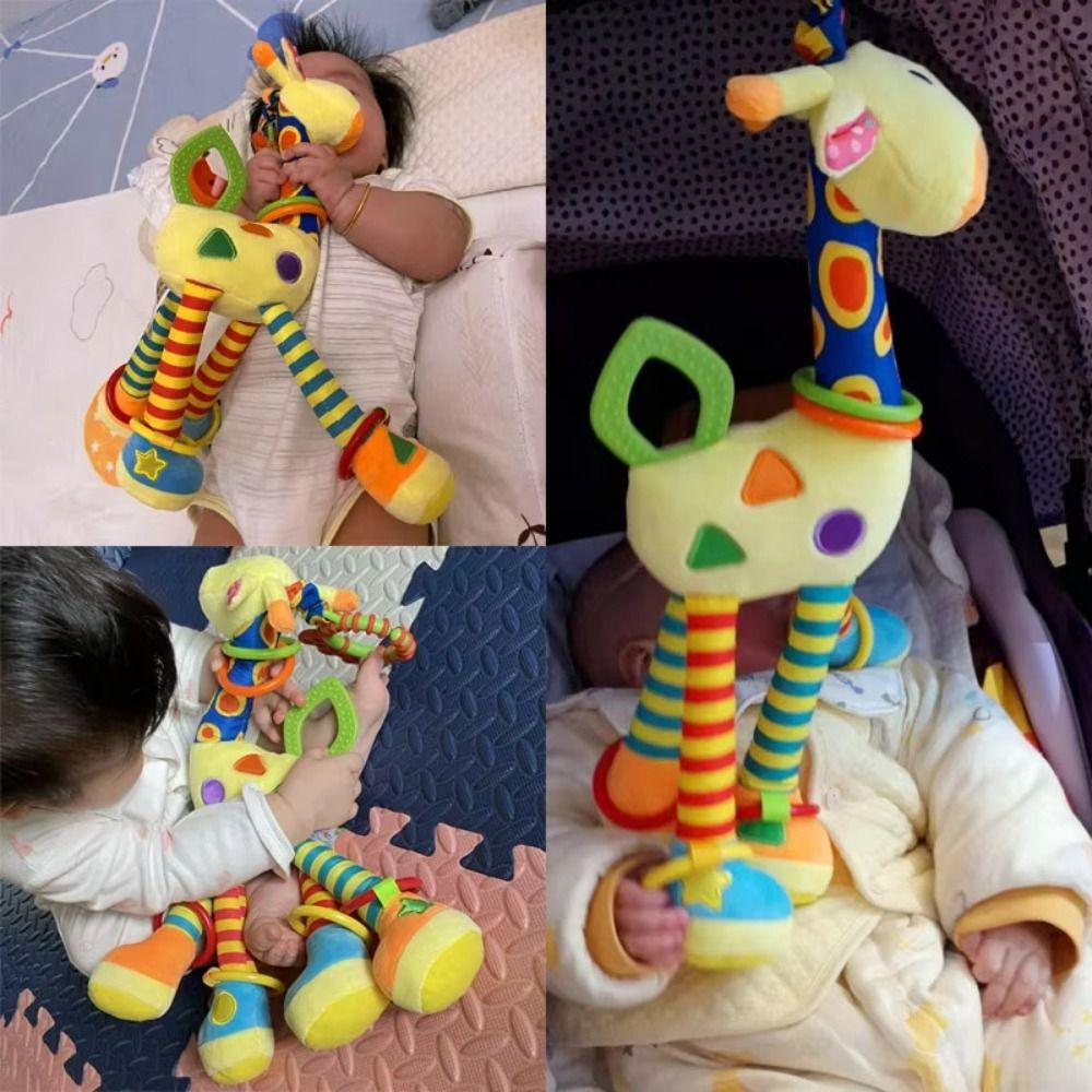 Early Education Giraffe Animal Handbells Plushies Doll Plush Rattle Teether Toys  Children Gift