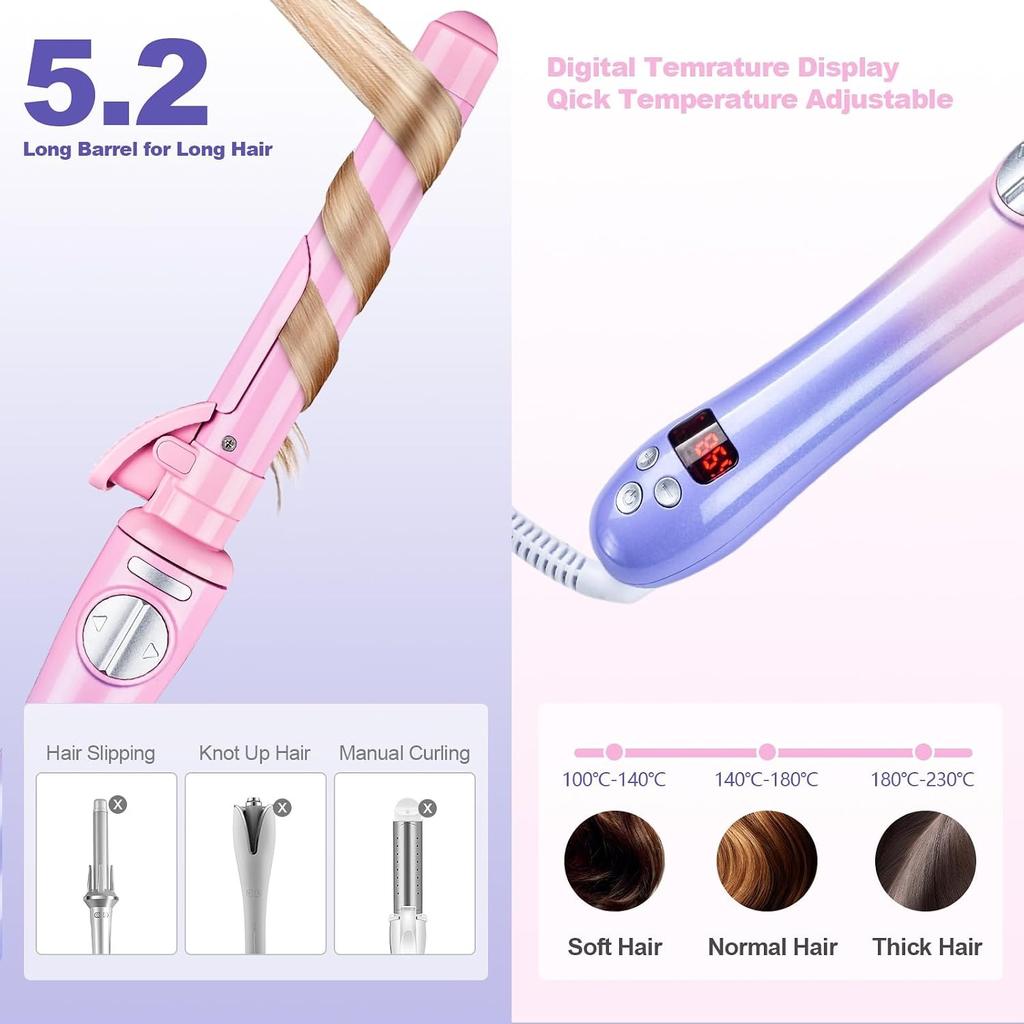 Rotating Curling Iron 1 Inch,Automatic Curling Iron,Easy-to-use Curling Wand for All Hair Types,Self Rotating Barrel with Dual Voltage,Fast Heating