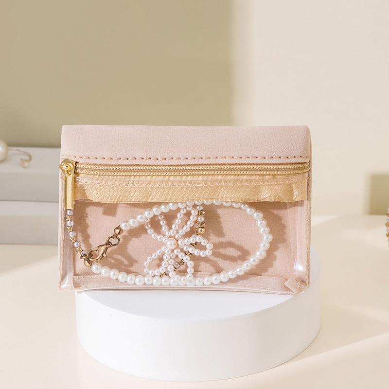Portable Velvet Jewelry Box Earrings Necklace Ring Bracelet Trinkets Accessory Zipper Pouch Travel Water-Proof Dustproof Bag
