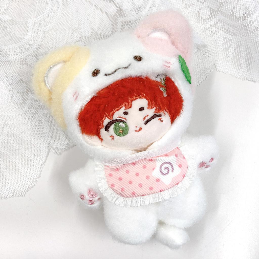 Fluffy Animal Costume with Bib, 10cm Plush Toy Outfit, Cat Costume, Accessory, for Idolfan Activities, Dollmascot, K-pop Doll, Costume [item]