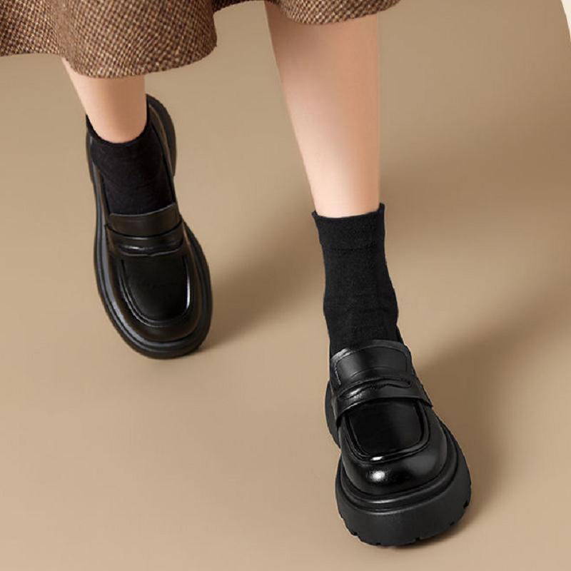 New Black Mary Jane Women'S Single Shoes, Versatile For Jk Uniforms, With A British Style And Small Leather Shoes.