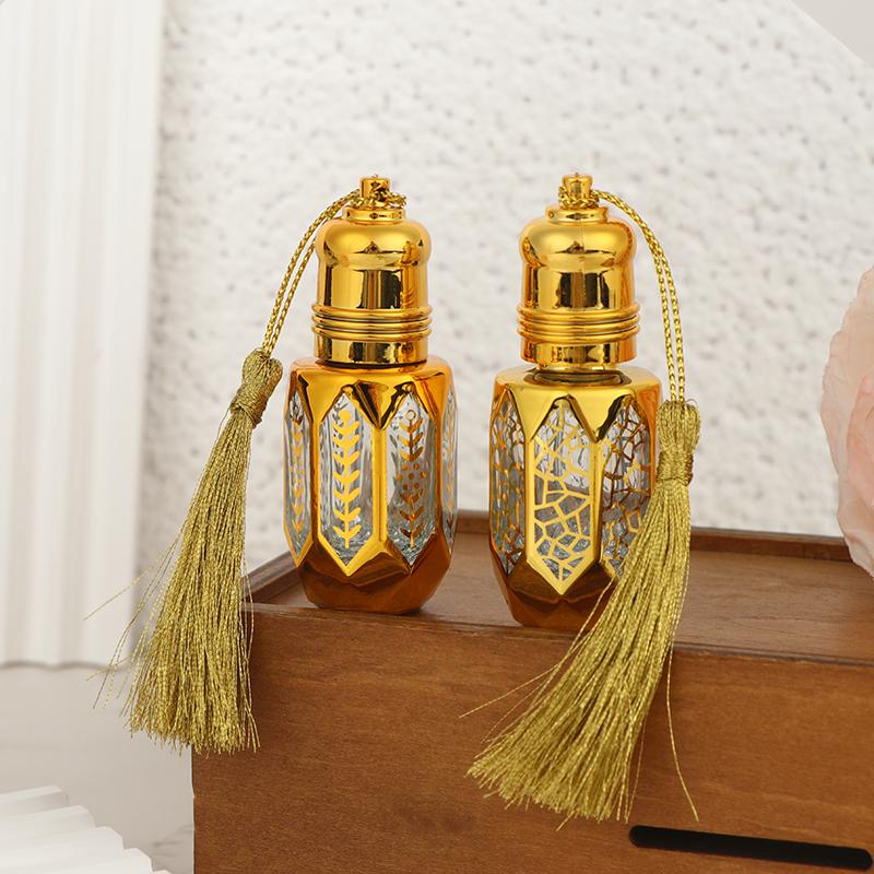 6Ml Mini Steel Ball Roll-On Bottle Luxury Gold Glass Perfume Sample Vials Portable Refillable Bottles Travel