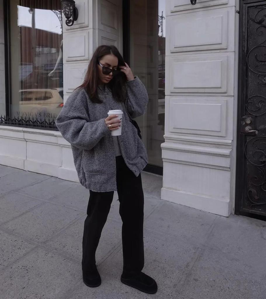 Women's Autumn/Winter Solid Color Stand-Up Collar Long Sleeve Coat with Double Large Pockets