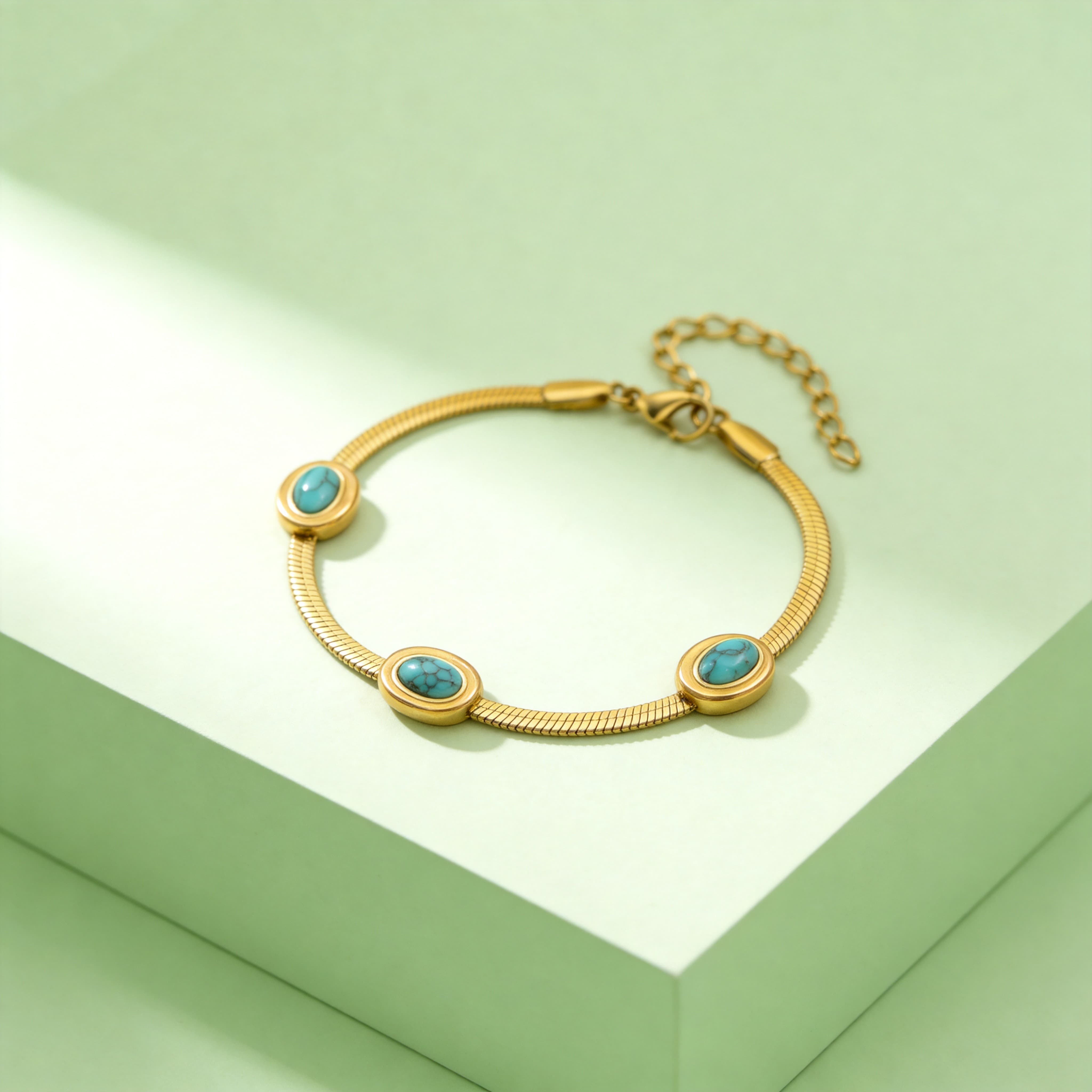 

Stainless Steel Natural Turquoise Bracelet for Women Blade Chain Bracelets Wrist Jewelry Party Wedding Gifts Bijoux