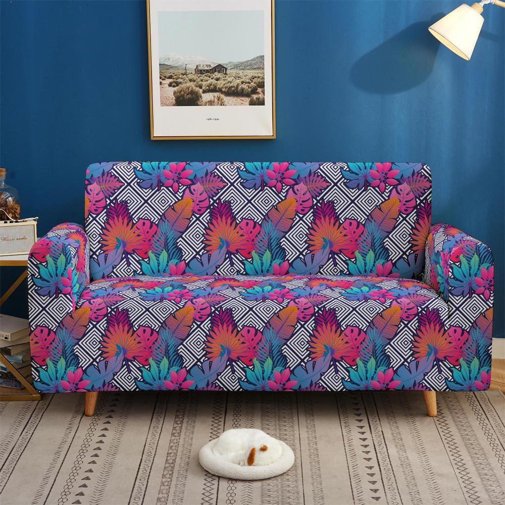 Red Colorful Non-Slip Elastic Sofa Cover, All-Inclusive Supply For All Seasons, 3D Digital Magic Cover