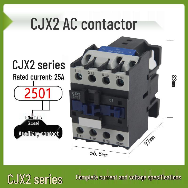AC Contactor CJX2 Series: 1210, 0910, 1810, 2510, 3210 - Single-phase 220V, Three-phase 380V, 12A