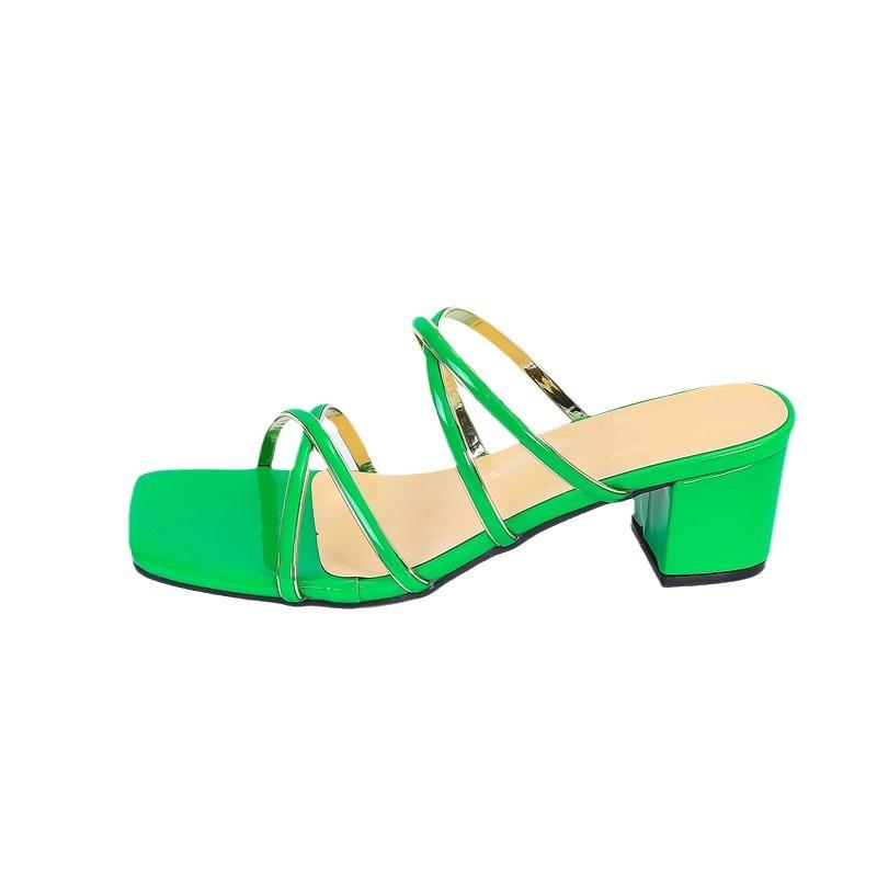 Women's sandals new square head cross strap gold edge shoes sexy thick heel high heel sandals women