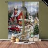 2pcs Christmas Snowy Village Red Truck Printed Curtains Designed for Light Filtering Quality Material Perfect for Christmas H