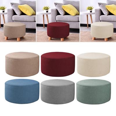 Ottoman Covers Round Footrest Footstool Stretch Fabric Storage Covers, High Spandex