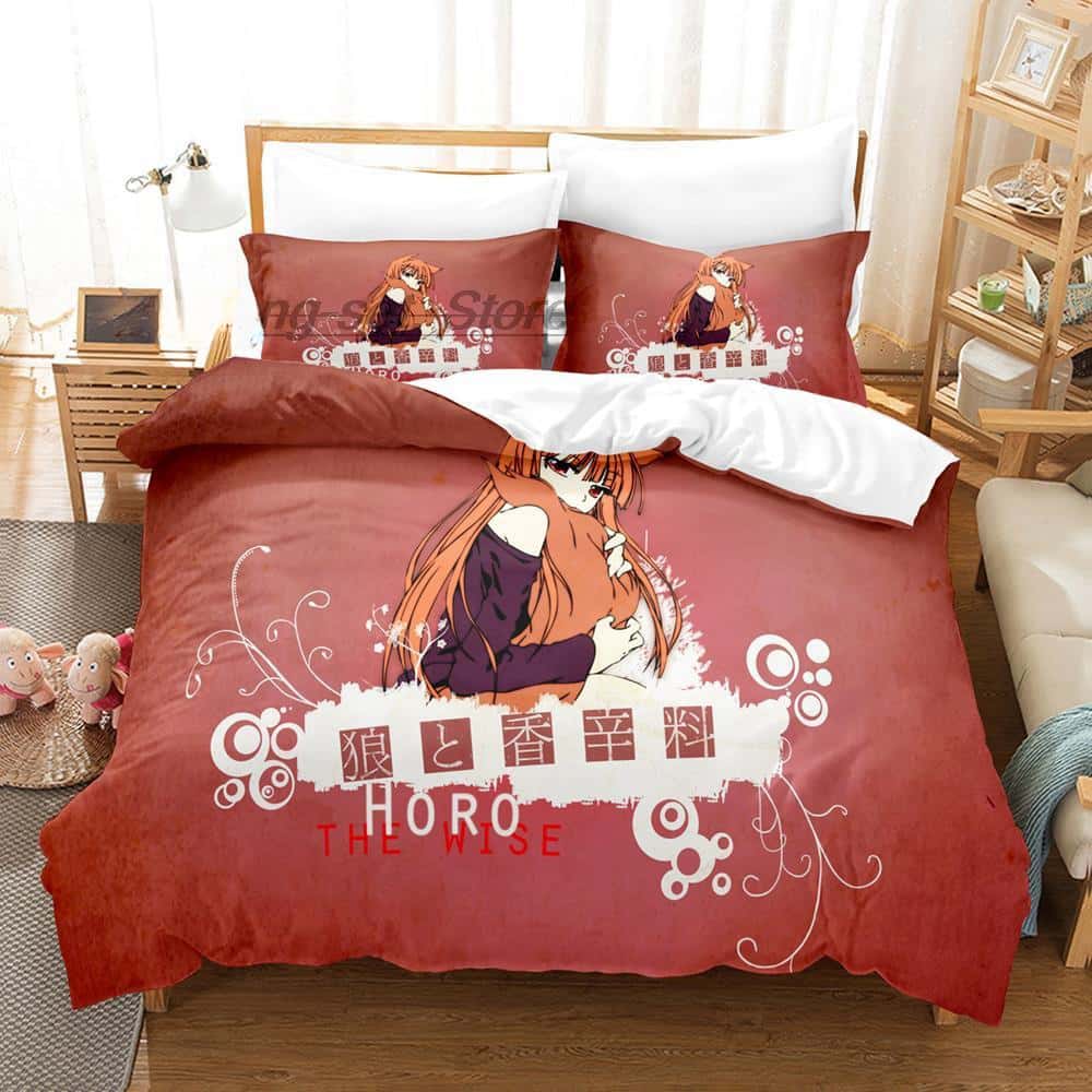3D Druck Anime Spice and Wolf Bettwäsche Set Einzelbett Twin Full Queen King Size Bettset Erwachsene Kinder Schlafzimmer Bettbezug Set Heimtextilien