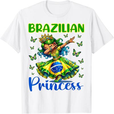 Brazilian Princess Dab Girl Flag Dress Heritage Girls Kids T-Shirt