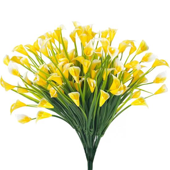 Künstliche Calla-Lilien, Strauß, realistische Kunstblumen, UV-beständig, Kunst-Calla-Lilien für Blumenarrangements in Vasen im Innenbereich, Dekoration für den Außenbereich, 10 Stück