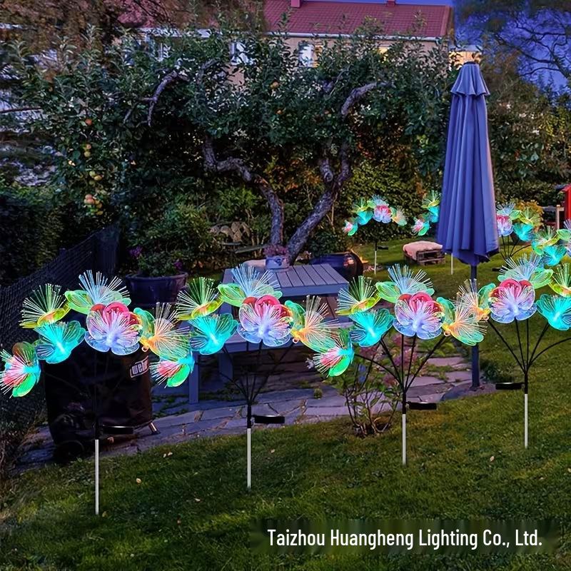 Solar Fiber Optic Butterfly Flower Colorful Garden Lamp - Outdoor Courtyard Decorative Landscape Lighting
