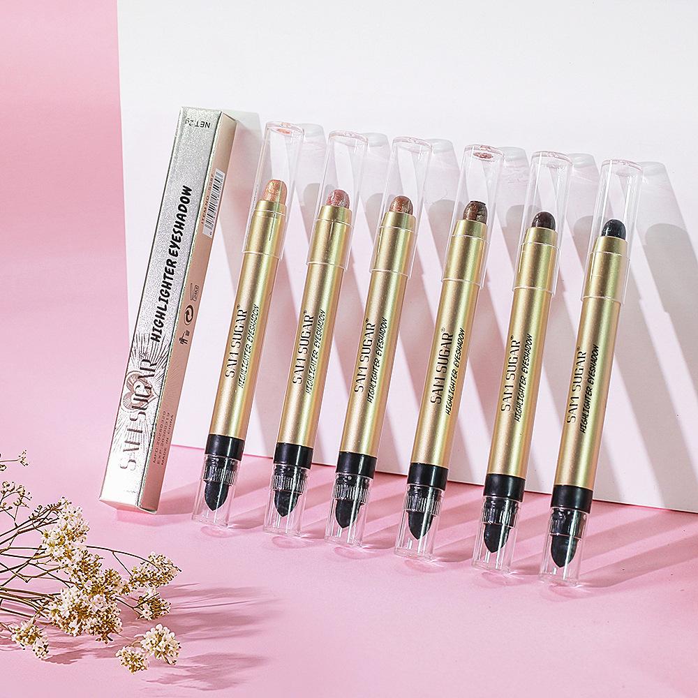 Two in One Metallic Eyeshadow Lip Gloss Waterproof Makeup Crayon High Color Payoff Shimmer Matte Dual Tip Beauty Pen